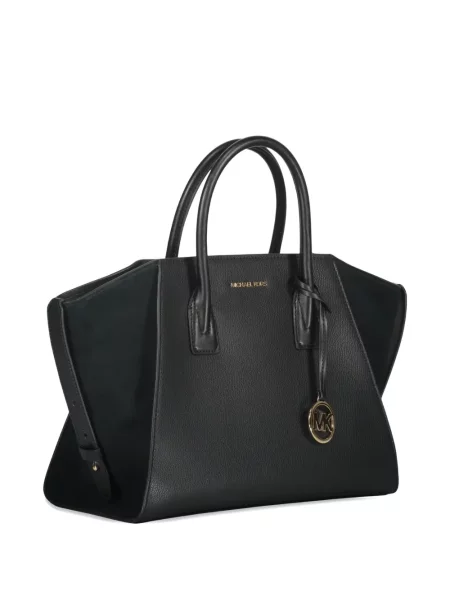 Кожена кожена чанта Michael Kors черно