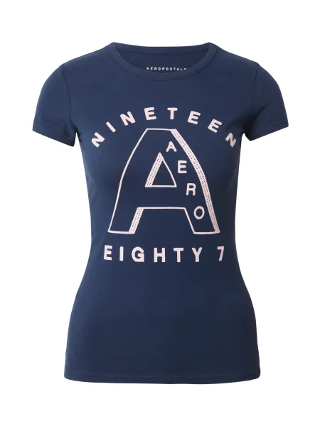 AÉROPOSTALE Tricou NINETEEN EIGHTY 7 bleumarin / pastel roz