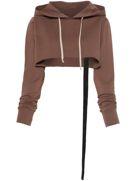 Bluza z kapturem Rick Owens Drkshdw o krotszym kroju brązowa