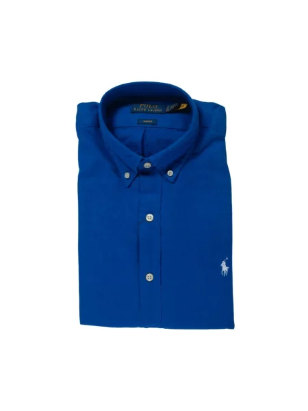 Lniana koszula Polo Ralph Lauren niebieska