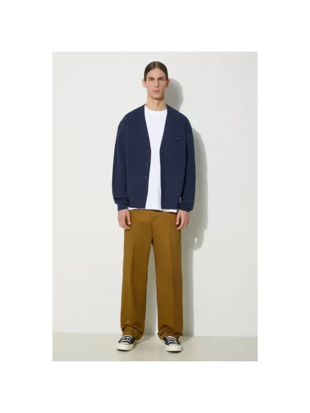 Neil Barrett kardigan Bold Fox Head Patch Comfort Ribbed Cardigan granatowy niebieski