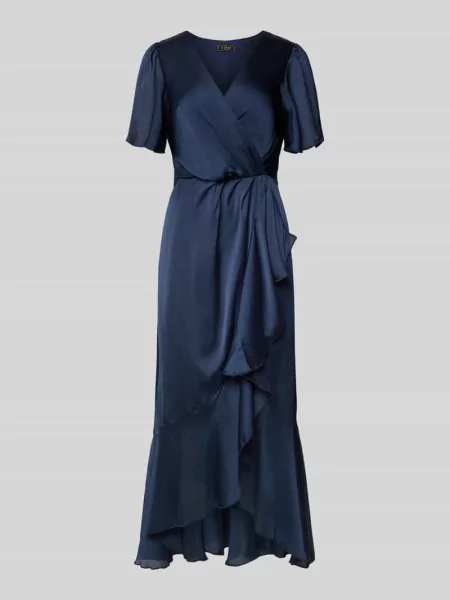 Sukienka koktajlowa w stylu kopertowym z dekoltem w kształcie litery V Lipsy granatowa