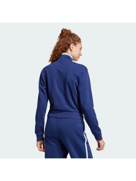Bluza dresowa Essentials Color Pop French Terry Crop Quarter-Zip niebieska
