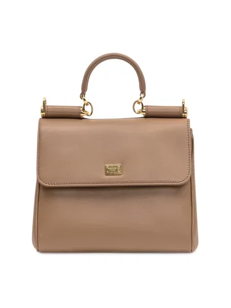 Torebka skórzana Dolce And Gabbana skórzana bez fiszbin brązowa