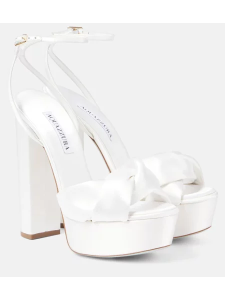 Sandale Aquazzura din satin cu platformă alb