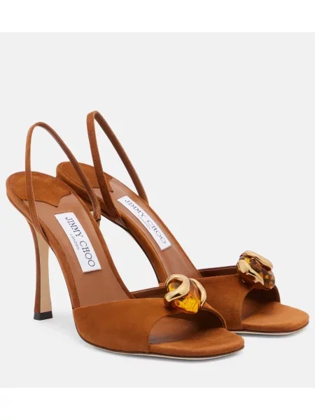 Sandale Jimmy Choo din piele de căprioară slingback maro