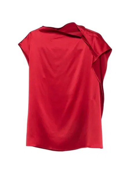 Top Sportmax cu volane asimetric roșu