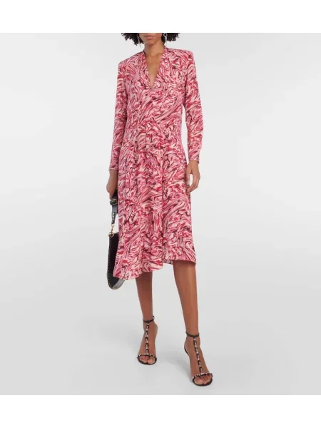 Rochie midi Isabel Marant de mătase până la genunchi de costum roșu