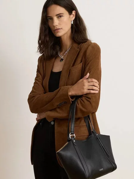 Кожаная сумка шоппер Lauren Ralph Lauren