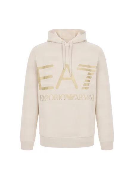 Bluza z kapturem Emporio Armani Ea7 z logo beżowa