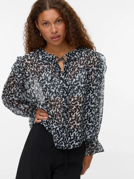 VERO MODA Bluză VMPETRA negru alb