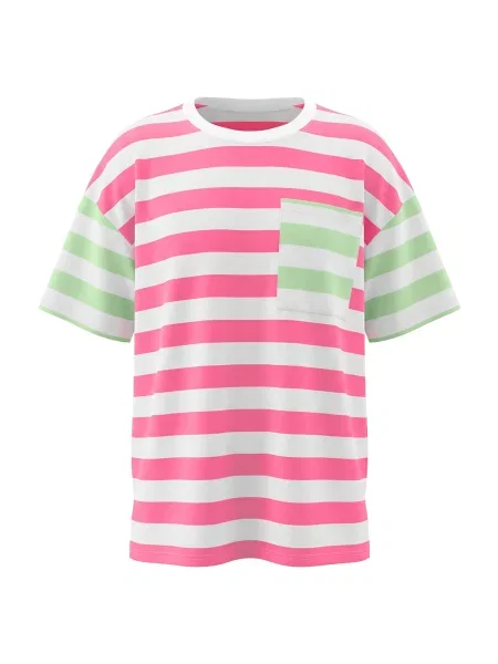 Imily Bela Tricou verde deschis / roz alb