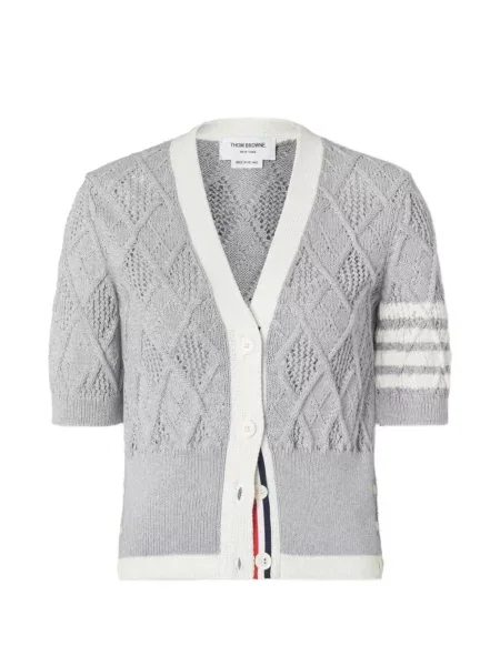 Kardigan Thom Browne z wzorem argyle szary