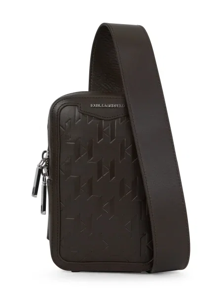Usnjena torbica za okoli pasu Karl Lagerfeld K/LOOM rjava