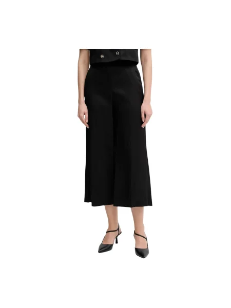 Gaudi spodnie z domieszką lnu proste high waist czarny