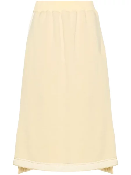 Fustă midi Jil Sander de lână până la genunchi galben