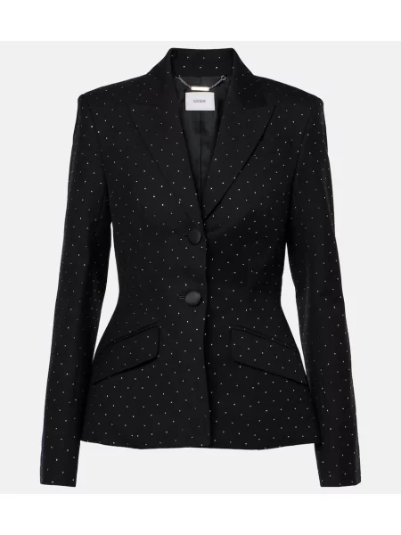 Marynarka Erdem wełniana w grochy czarna