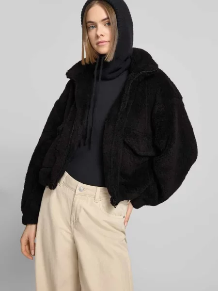Kurtka z polaru o kroju loose fit ze stójką model „ANNA CONTACT” Only czarna