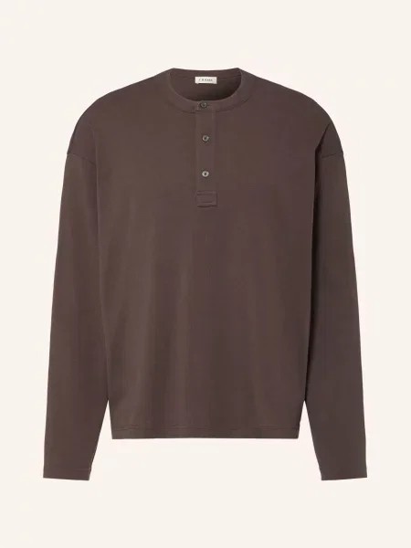 Frame Henley Tričko tmavě hnědá