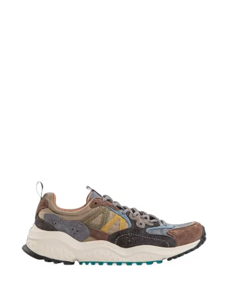 Sneakerși Flower Mountain din piele de căprioară cu model floral maro