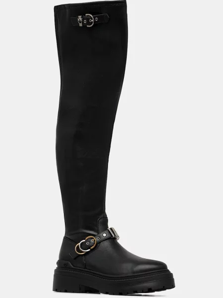 Kožené kozačky Pinko Mia 26 na platformě černá