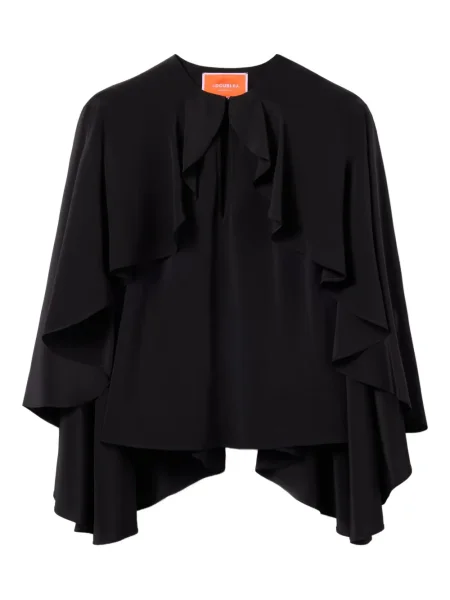 Bluză La Doublej de mătase cu volane negru