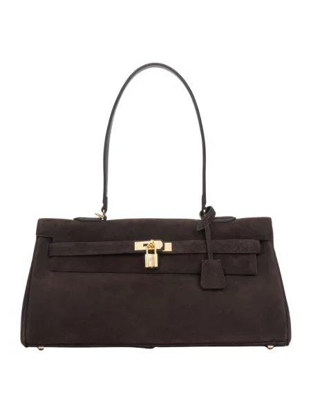 Torebka Estro skórzana brązowa