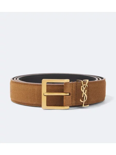 Cu centură curea Saint Laurent din piele de căprioară maro