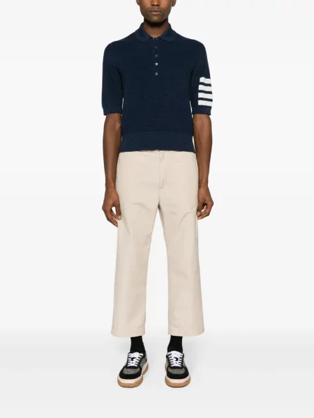 Lininė polo marškinėliai Thom Browne mėlyna