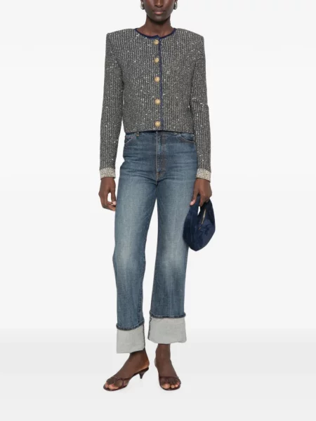 Cardigan Balmain din tweed albastru