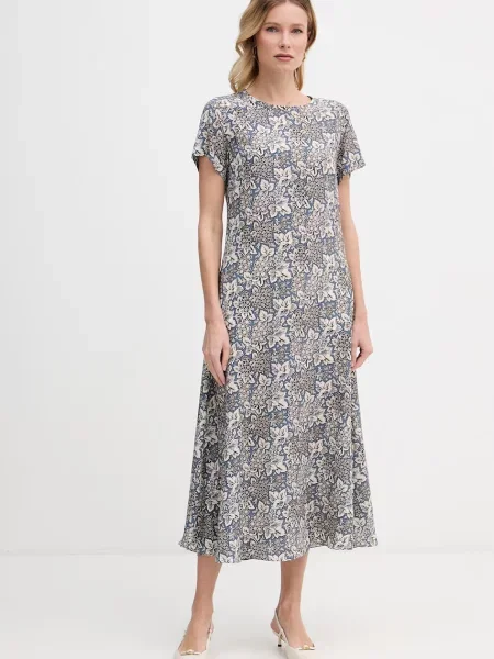 Weekend Max Mara rochie de mătase CRESPO albastru