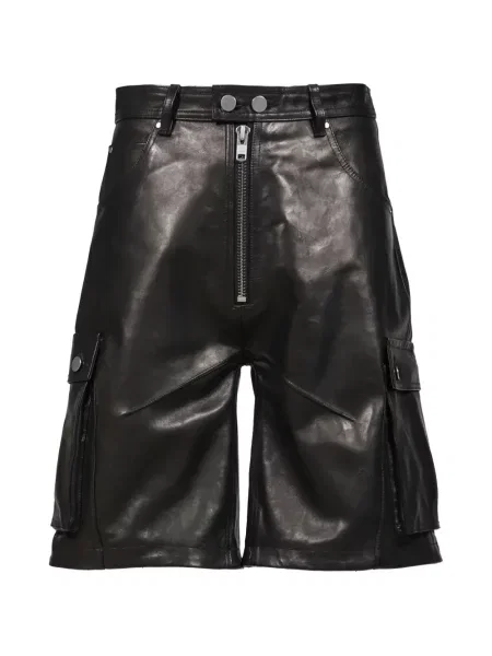 Pantaloni scurți cargo Filth din piele negru