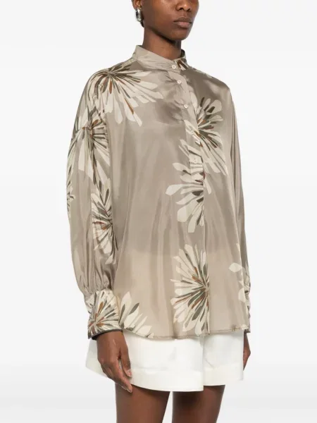 Bluzka Brunello Cucinelli w kwiatki z nadrukiem