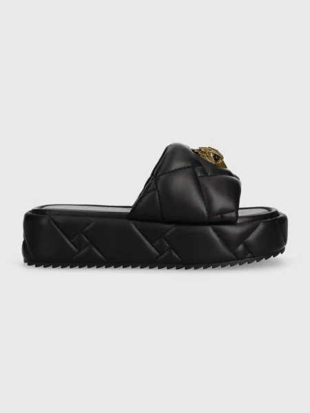Шкіряні шльопанці Kurt Geiger London Kensington Puff Flatform на платформі чорний