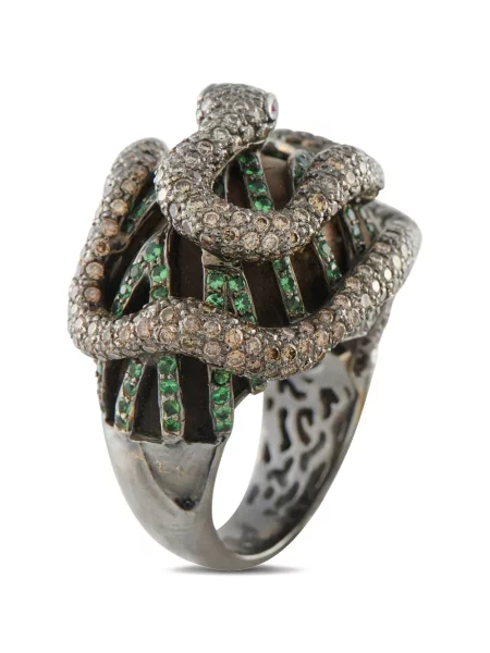 Diamant inel Lb Exclusive cu model piele de șarpe negru