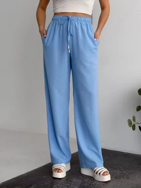 Льняные повседневные брюки Uaclothes голубые