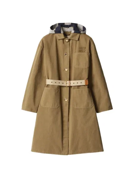 Palton Miu Miu cu broderie maro