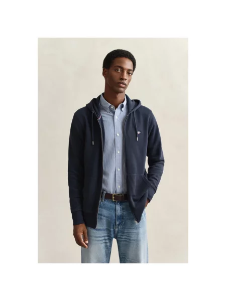 Bluza z kapturem Gant z kapturem z logo niebieska
