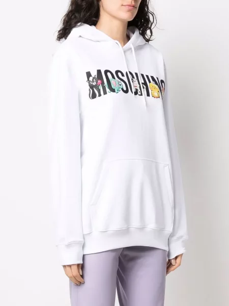 Hoodie Moschino με σχέδιο με κορδόνι λευκό