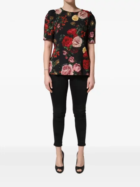 Bluza Dolce & Gabbana s cvjetnim printom s printom crna