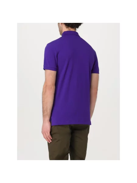 Haftowana krótka koszulka polo Polo Ralph Lauren fioletowa