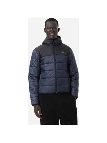 Kurtka z kapturem Lacoste Puffer Contrast ciemnoniebieski S czarny