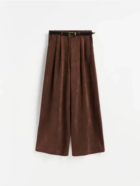 Reserved Pantaloni cu croi larg și cordon maro