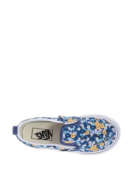 Květinové slip on tenisky Vans s potiskem modré