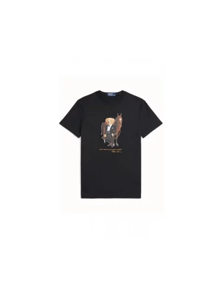 T-shirt z nadrukiem z logo i okrągłym dekoltem Polo Ralph Lauren czarna