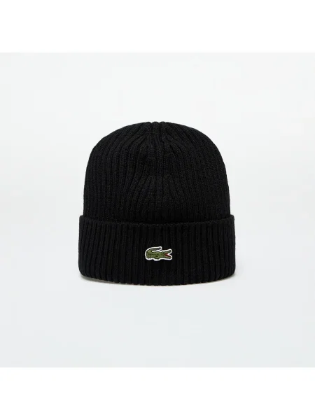 Pletená čiapka Lacoste čierna