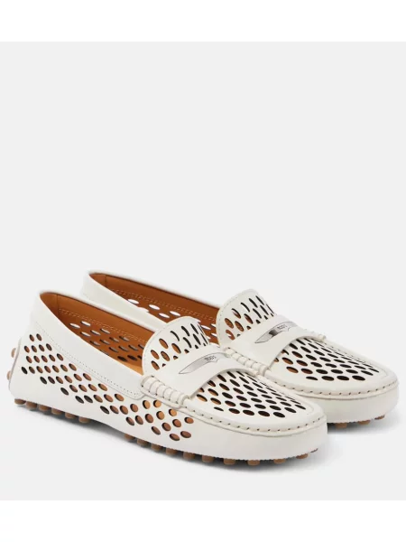 Usnjene loaferke Tod's bela