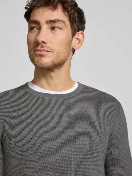 Sweter z dzianiny z prążkowanymi wykończeniami model ‘Connor’ Tiger Of Sweden