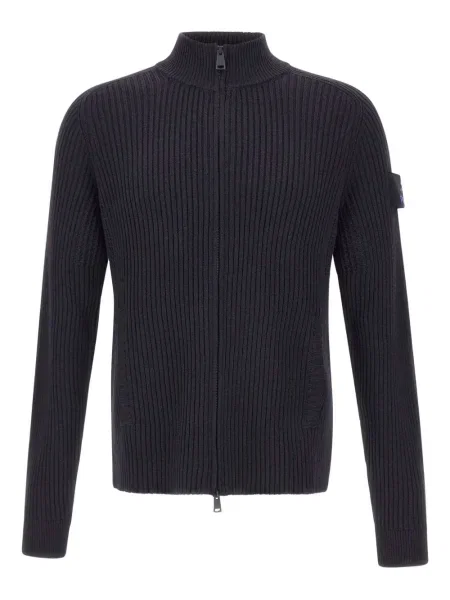 Dzianinowy kardigan Premiata prążkowany niebieski