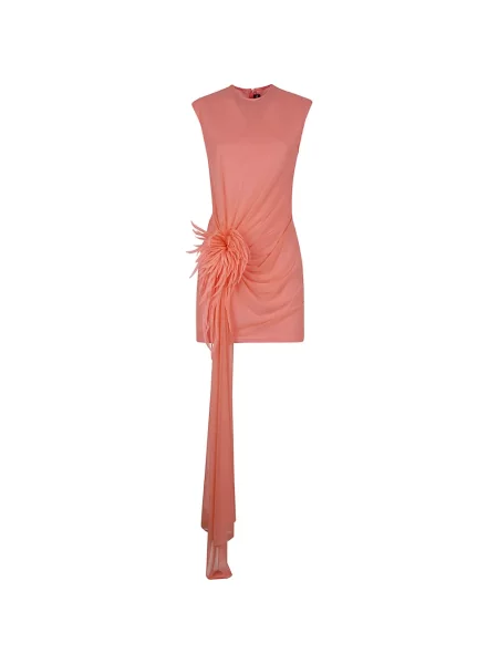 Rochie mini David Koma cu model floral cu aplicații plasă roz